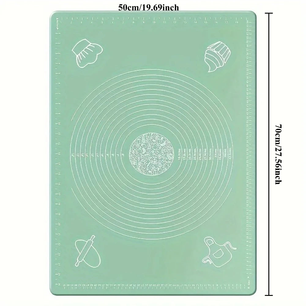Non-Stick Silicone Dough Mat – Anti-Slip Baking & Pastry Mat Silicone Baking Mat Axl Green-50x70cm