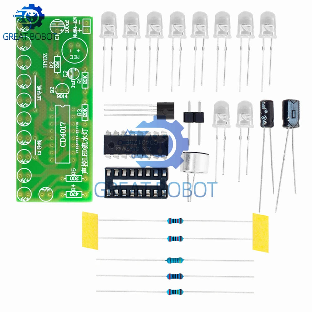 Voice-Activated LED Water Light Kit – CD4017 DIY Electronics DIY Electronics Kit Axl