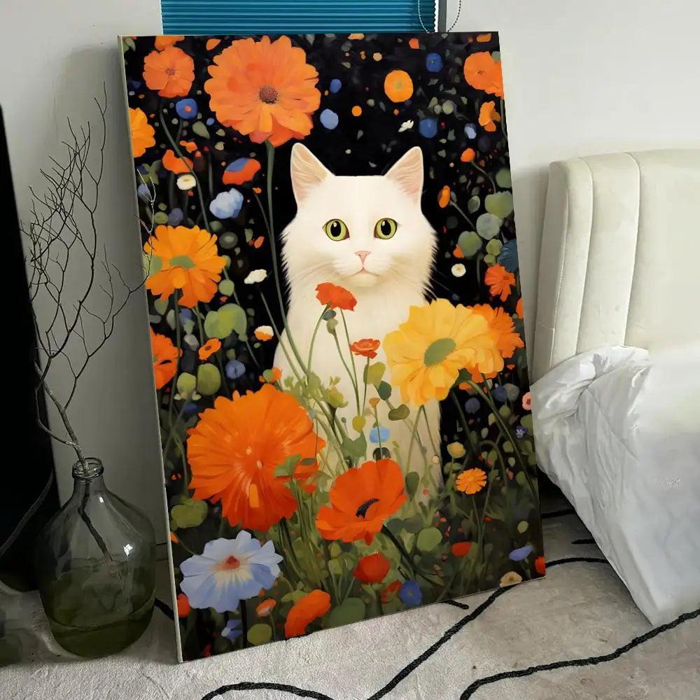 Gustav Klimt Cat Canvas Wall Art – HD Print Poster | Home Decor Canvas Wall Art Axl