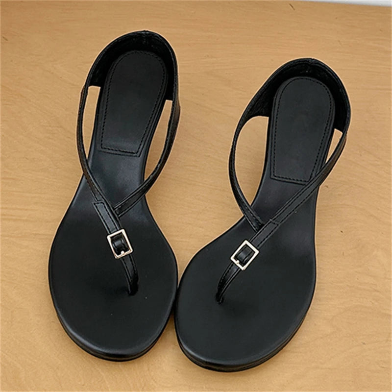 Women's Wedge Sandals – Buckle Clip Toe High Heel Flip Flops Wedge Sandals Axl Black 35
