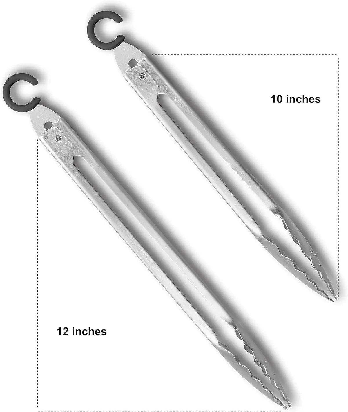 BBQ Grill Tongs Set 10 & 12 Inch – Heat Resistant to 600°F BBQ Grill Tongs Axl 2 PCS SET