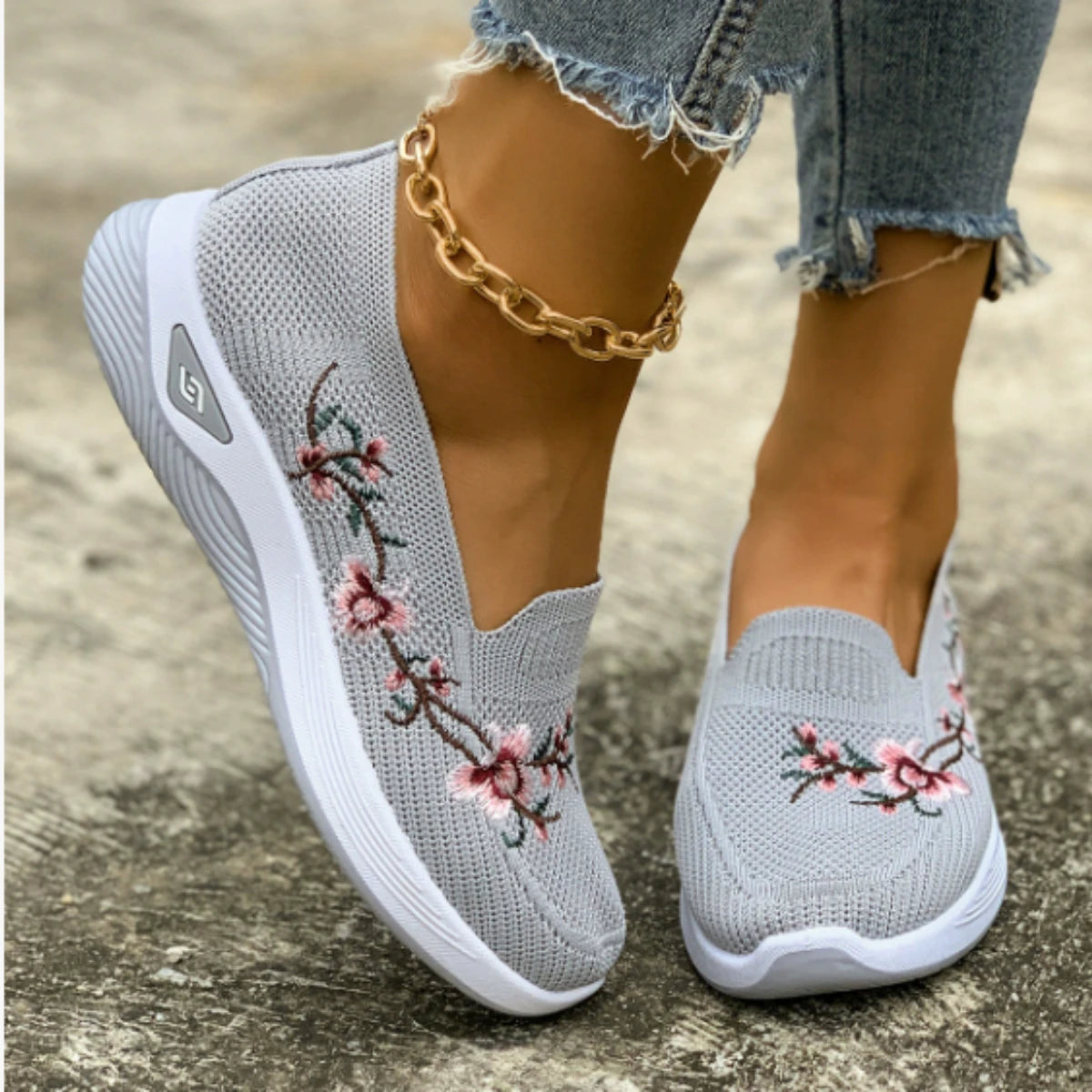 Women's Ethnic Embroidery Floral Slip-On Loafers | Lightweight Women's Slip-On Loafers Axl