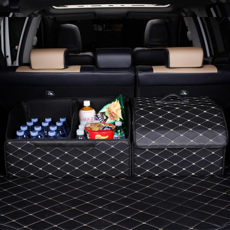 Leather Car Trunk Organizer – Large Folding Storage Box Car Trunk Organizer Axl