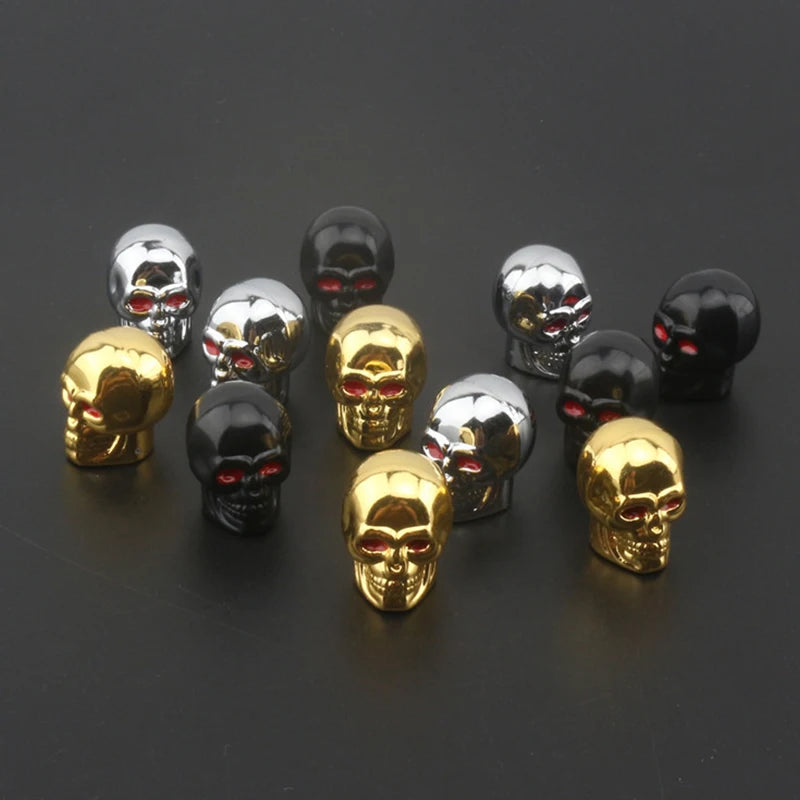 Skull Tire Valve Caps – ABS & Copper, Set of 4 | Cars & Bikes Tire Valve Caps Axl