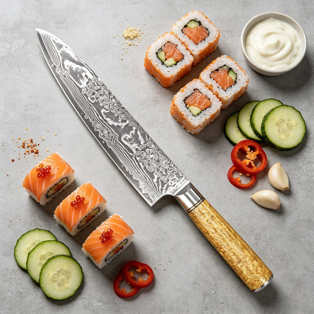 67-Layer Damascus Steel Japanese Chef Knife – 20.4cm Blade Damascus Chef Knife Axl