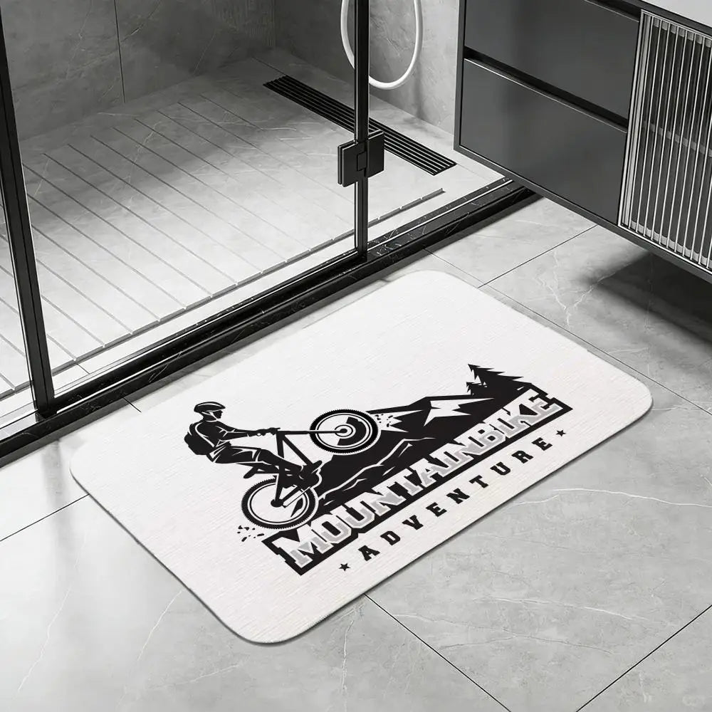 Diatomite Bath Mat – Quick Dry, Anti-Slip, Mountain Bike Design Diatomite Bath Mat Axl White1 40x60cm