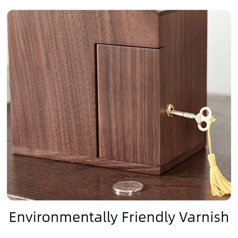 Wooden Piggy Bank with Lock – House-Shaped Money Box Wooden Money Box Axl