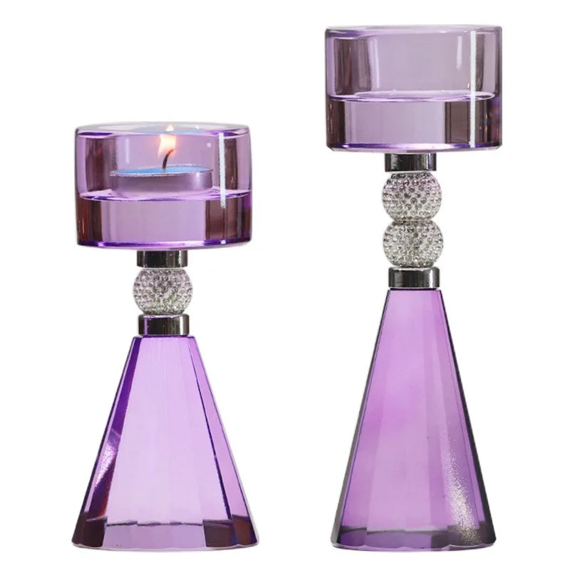 Crystal Glass Candle Holder – Luxury Elegant Candlestick Crystal Candle Holder Axl