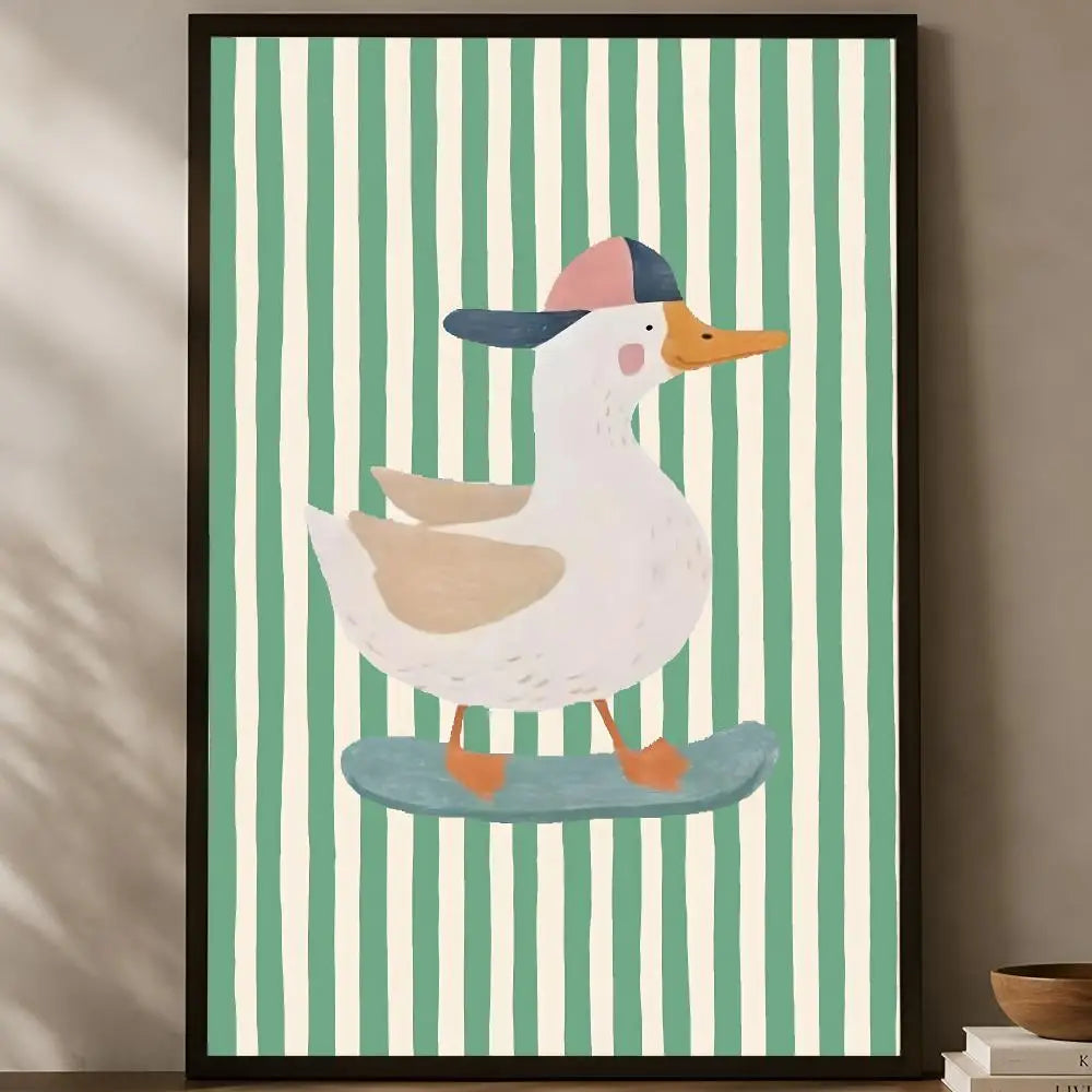Skateboarding Animal Wall Poster – Self-Stick HD Waterproof Art Wall Art Poster Axl White10 30X40cmNoframe