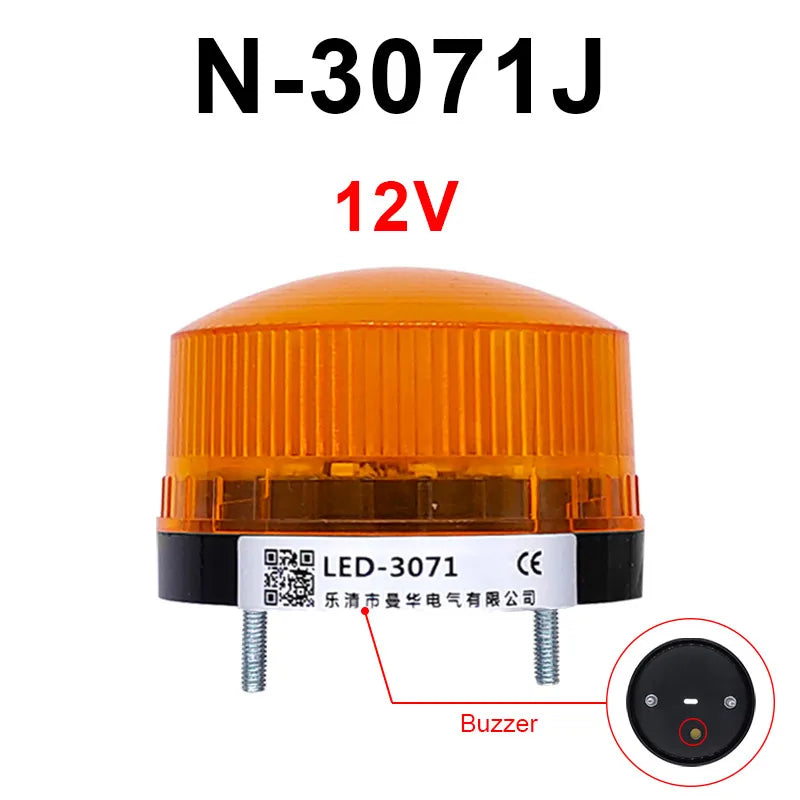 LED Strobe Warning Light with Buzzer | 12V 24V 220V IP44 Strobe Warning Light Axl Yellow-12V-Buzzer