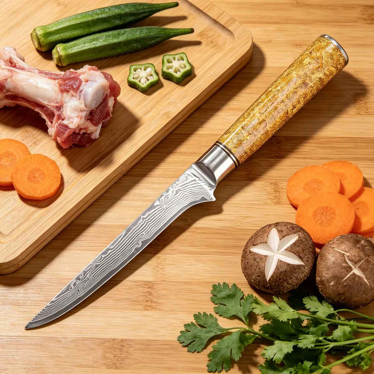 67-Layer Damascus Steel Boning Knife – Sharp Chef Slicing Knife Damascus Boning Knife Axl