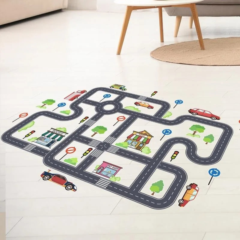 Car Road Signs Kids Wall & Floor Stickers – Self-Adhesive Kids Wall Stickers Axl