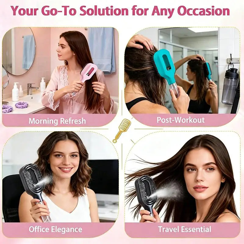 2-in-1 Detangling Spray Hair Brush with Refillable Mist Tank Spray Detangling Brush Axl