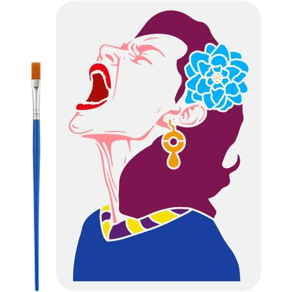 Shouting Woman Painting Stencil 8.3x11.7" with Brush | DIY Art Painting Stencil Axl