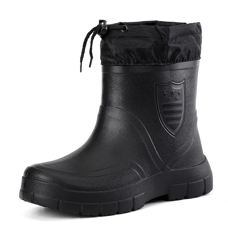 Men's Waterproof Ankle Rain Boots – Lightweight Slip-On Men's Rain Boots Axl black 40