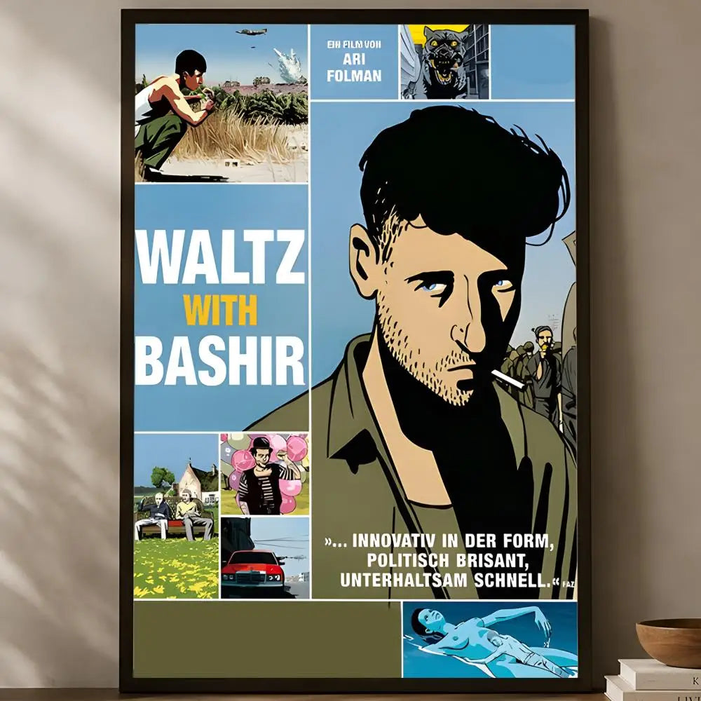 Waltz With Bashir Movie Poster – HD Self-Stick PVC Wall Art Movie Wall Poster Axl White07 60X90cmNoframe