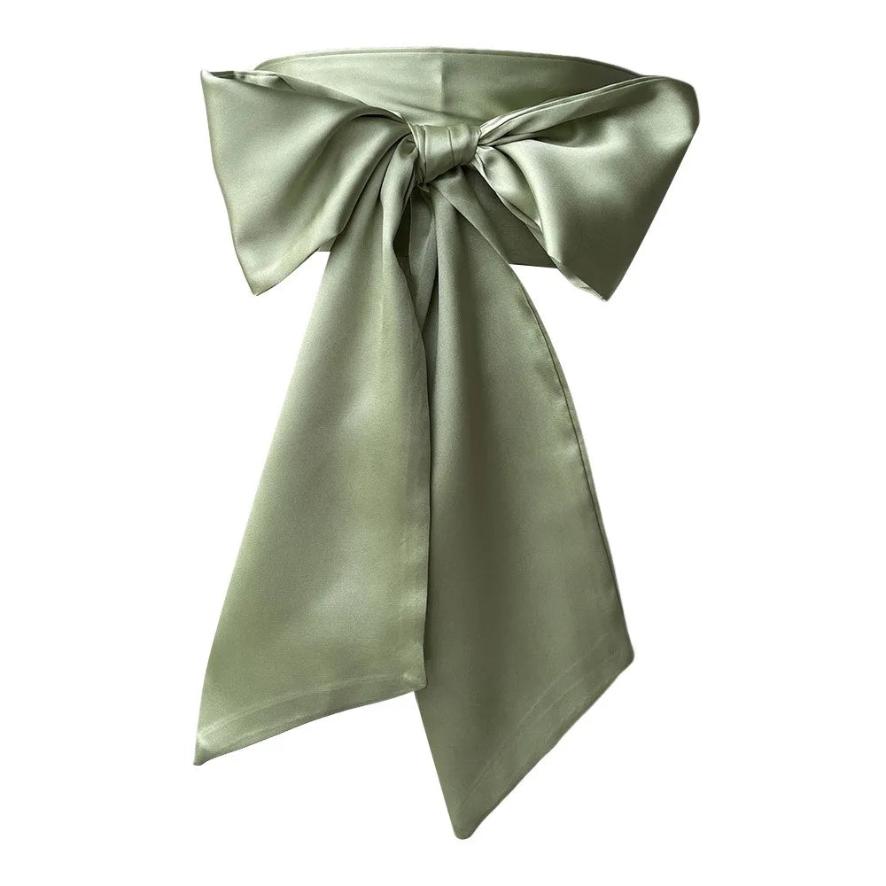 Women's Satin Bow Waist Belt – Wide Cummerbund Ribbon Strap Satin Waist Belt Axl Dark Green