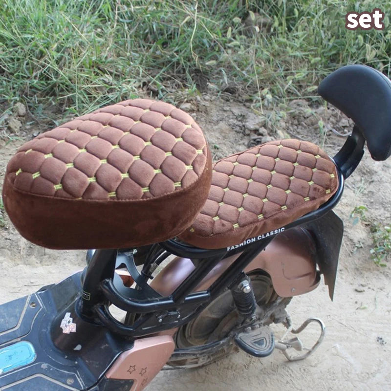 Universal Thickened Bicycle Seat Cover – Flannel, 3 Colors Bicycle Seat Cover Axl Brown set