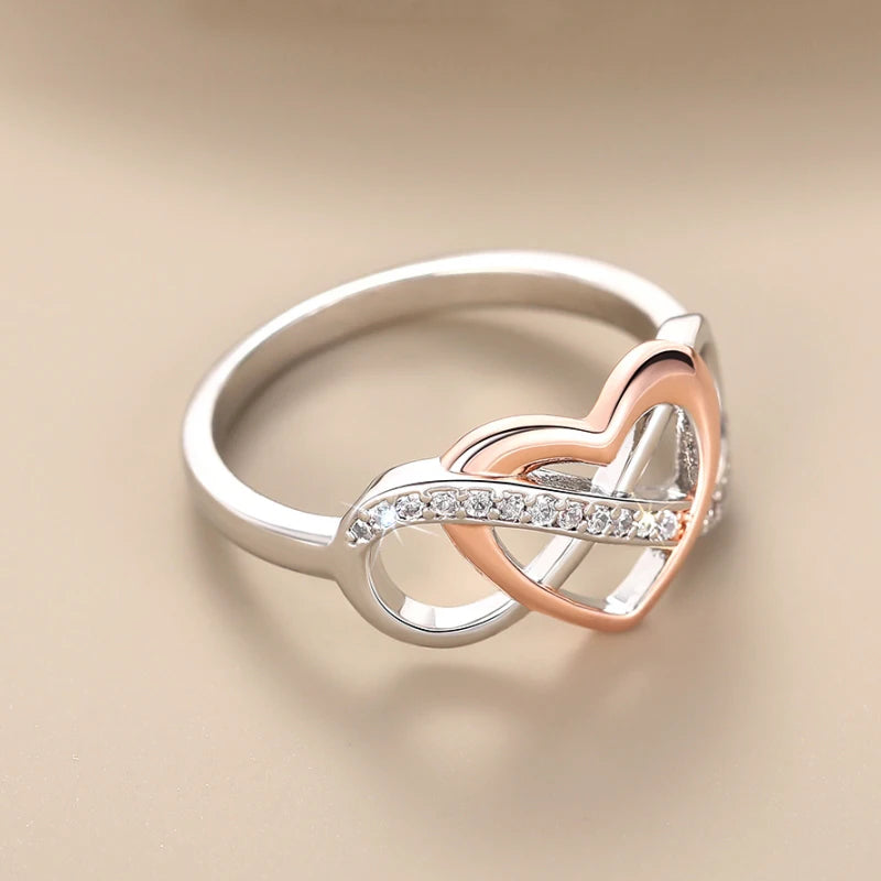 Huitan Two-Tone Women's Wedding Band Ring with Cubic Zirconia Wedding Band Ring Axl