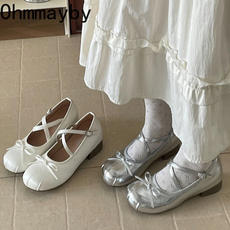 Women's Butterfly-Knot Mary Jane Ballet Flats | Low Heel Mary Jane Ballet Flats Axl