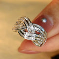 Huitan Twist Cross CZ Crystal Women's Ring | Wedding Band Fashion Ring Axl T0810 6