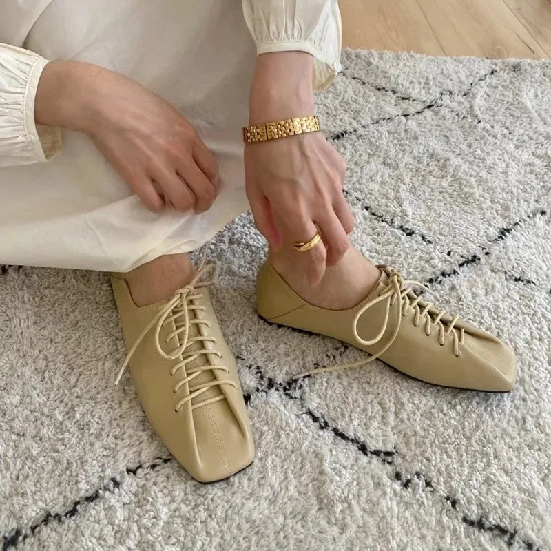 Women's Square Toe Casual Sneakers – Waterproof Lace-Up Women's Sneakers Axl