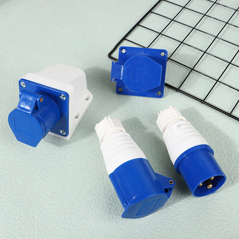 220V 16A 3-Pin IP44 Waterproof Industrial Plug & Socket Industrial Plug Socket Axl
