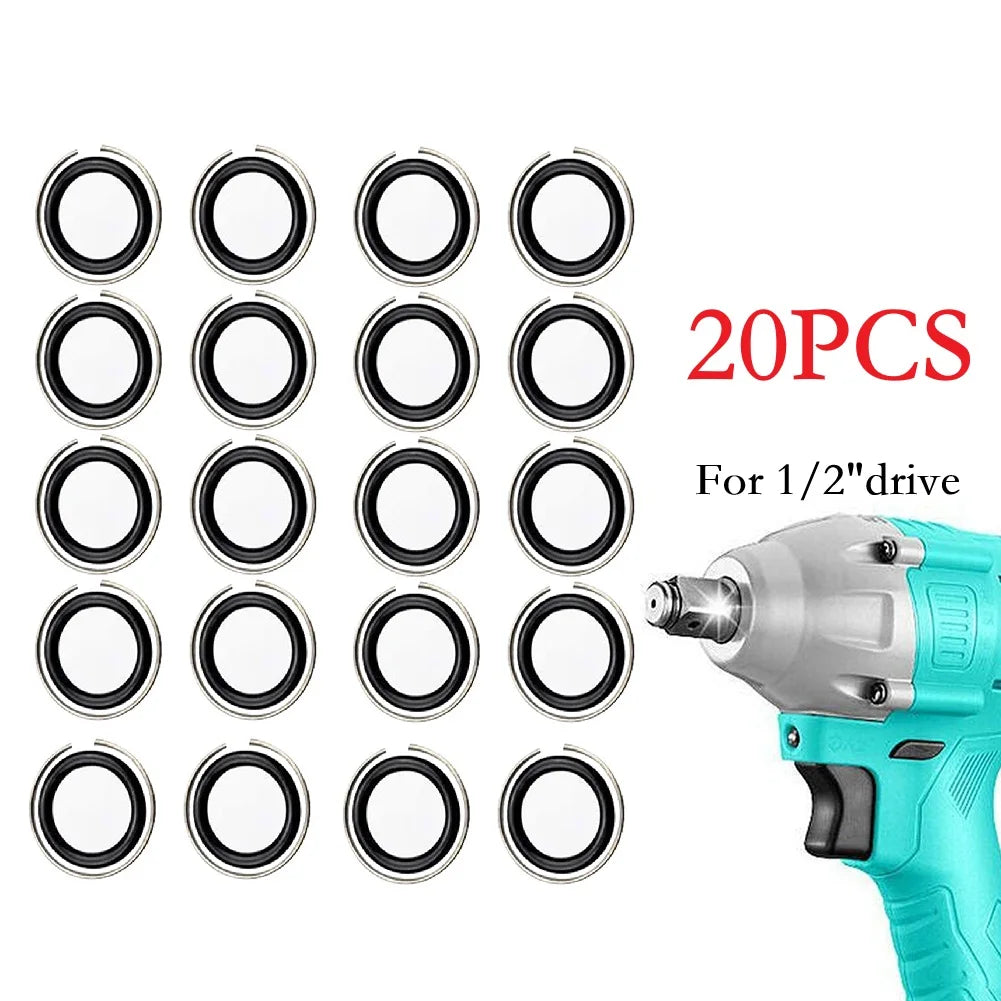 20pc 1/2" Retaining Rings & O-Rings for Impact Wrench Sockets Retaining Ring Clips Axl