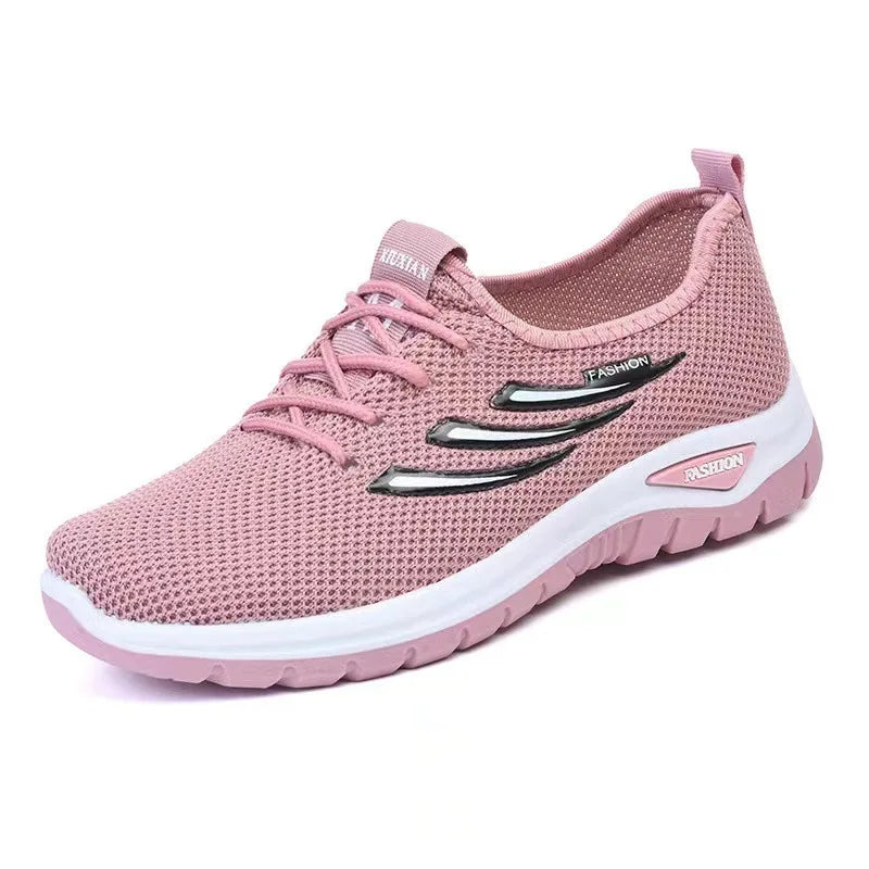 Women's Mesh Platform Sneakers – Breathable Lace-Up Plus Size Platform Sneakers Axl Pink 39