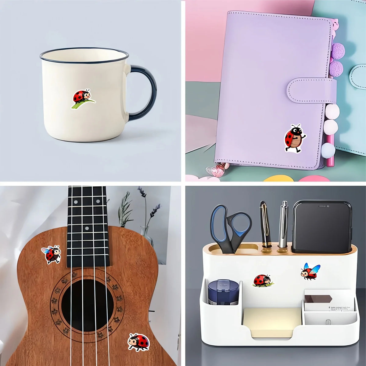 10 Cartoon Ladybug Stickers – Craft, Scrapbook & Decor Labels Craft Stickers Axl