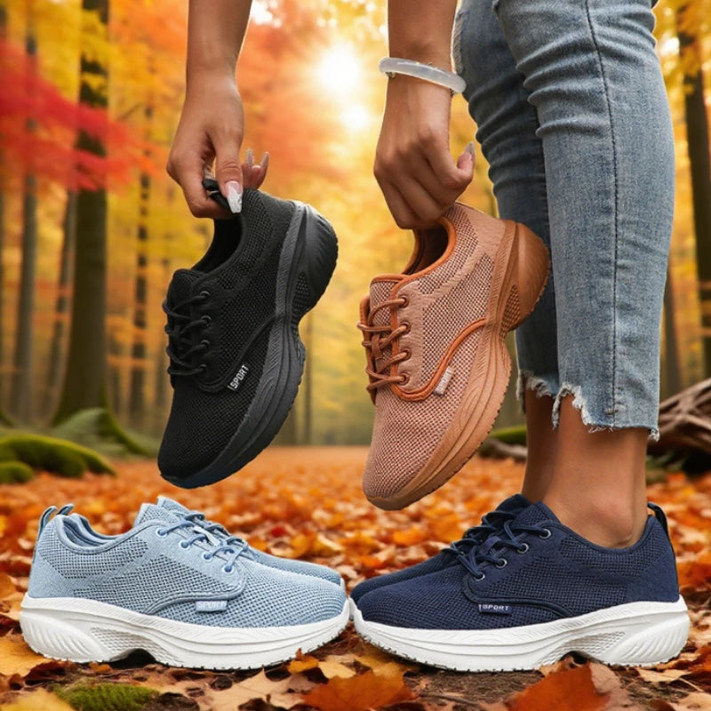 Women's Wide Toe Platform Sneakers | Breathable Memory Foam Platform Sneakers Axl