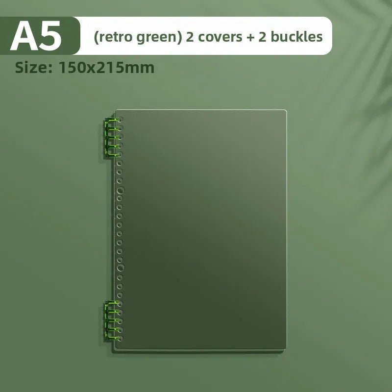 Transparent PP Loose-Leaf Binder Cover A4 A5 B5 – DIY Notebook Binder Cover Axl green-A5-1pcs