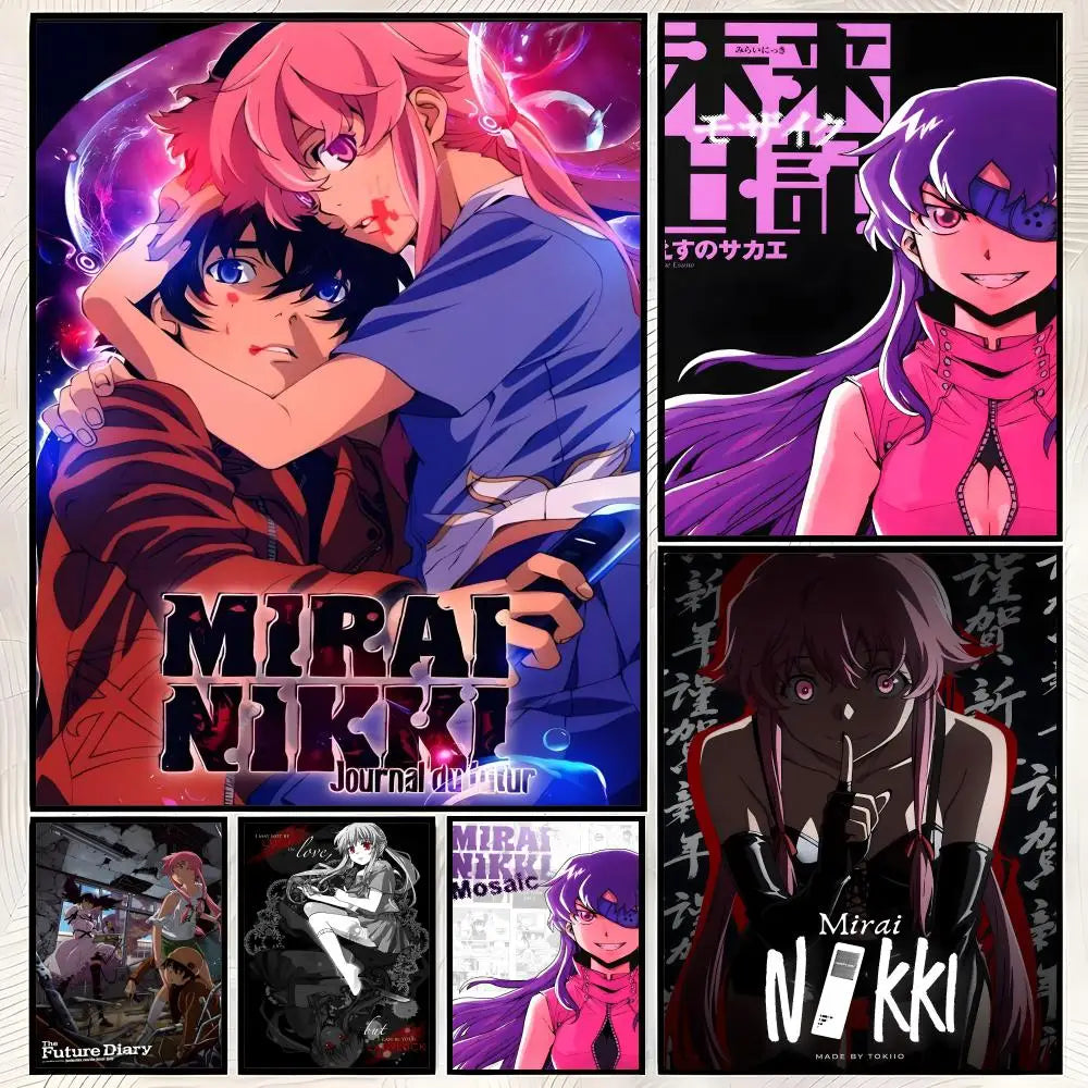 Mirai Nikki Anime Poster – Self-Stick HD PVC Waterproof Wall Art Anime Wall Poster Axl