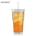 KEMORELA 600ml Hobnail Glass Tumbler with Lid & Straw Glass Tumbler Set Axl 1PCS 600ML