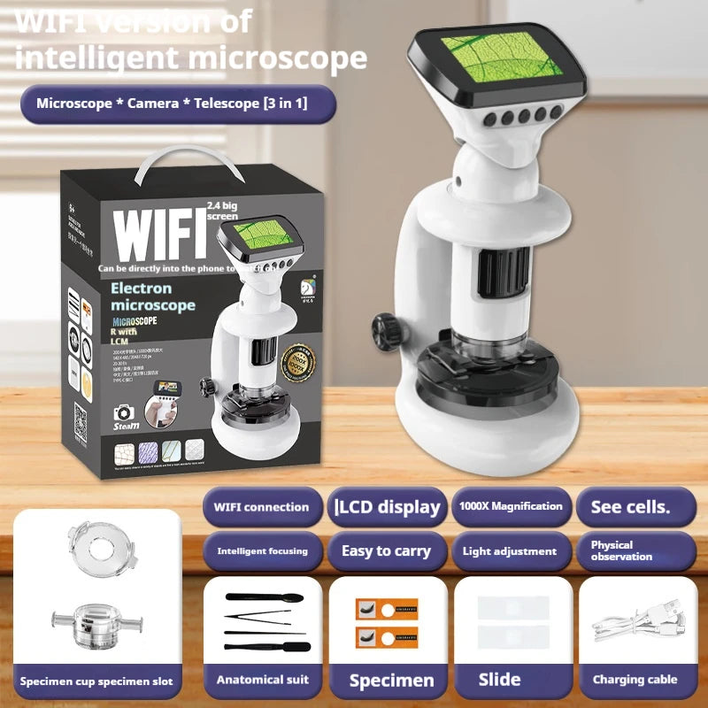 Children's WiFi Electronic Microscope with Screen – 500X Educational Microscope Axl 3166