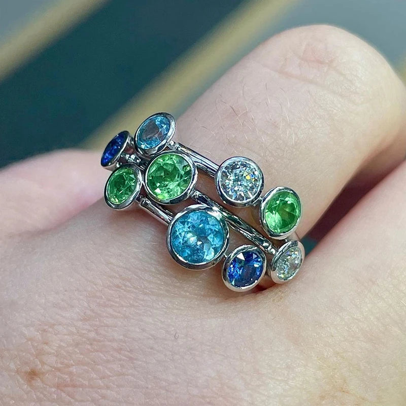 Huitan Women's Colorful Cubic Zirconia Brass Fashion Ring Fashion Ring Axl