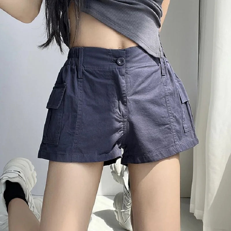 Women's Y2K Cargo Shorts – Low Waist Zipper Pockets Streetwear Women's Cargo Shorts Axl