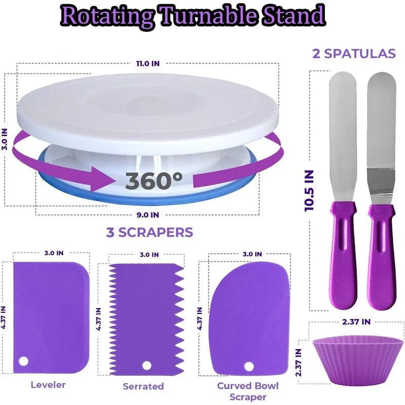 492-Piece Cake Decorating Kit – Turntable, Tips & Tools Cake Decorating Kit Axl