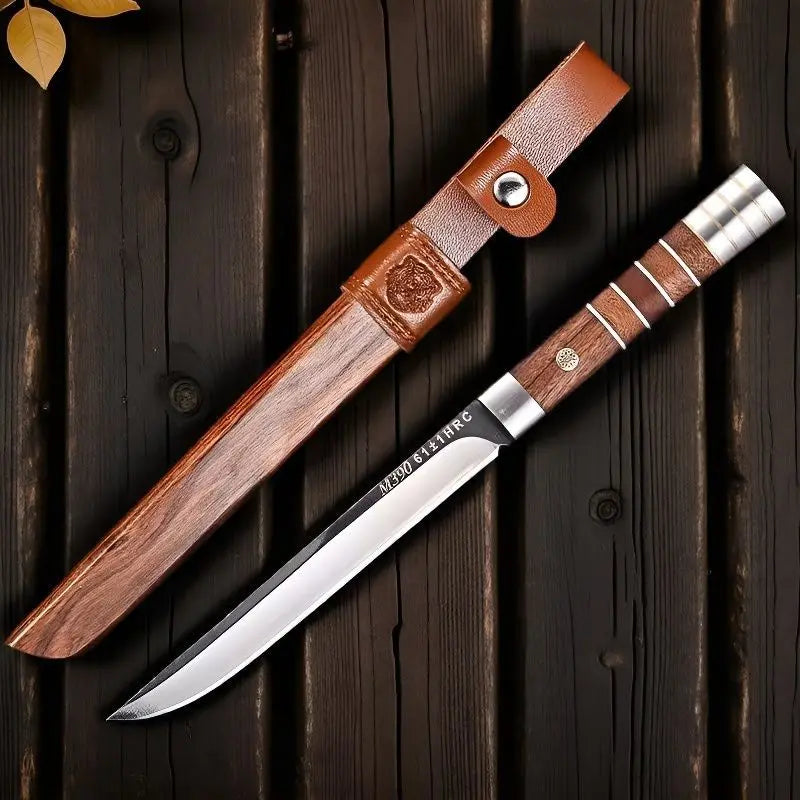 Bone-Cutting Knife Set 1–4 Pc | Steel Blade & Wooden Sheath Kitchen Knife Set Axl