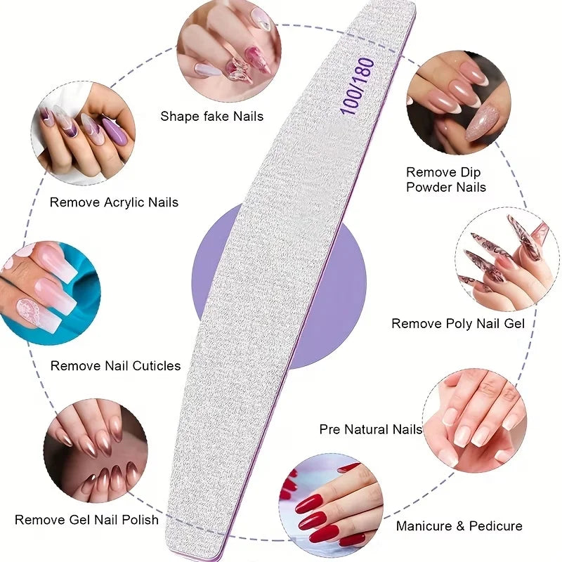 SHIBO Nail File Buffer Set – 100/180 Grit Double-Sided Emery Board Nail File Set Axl