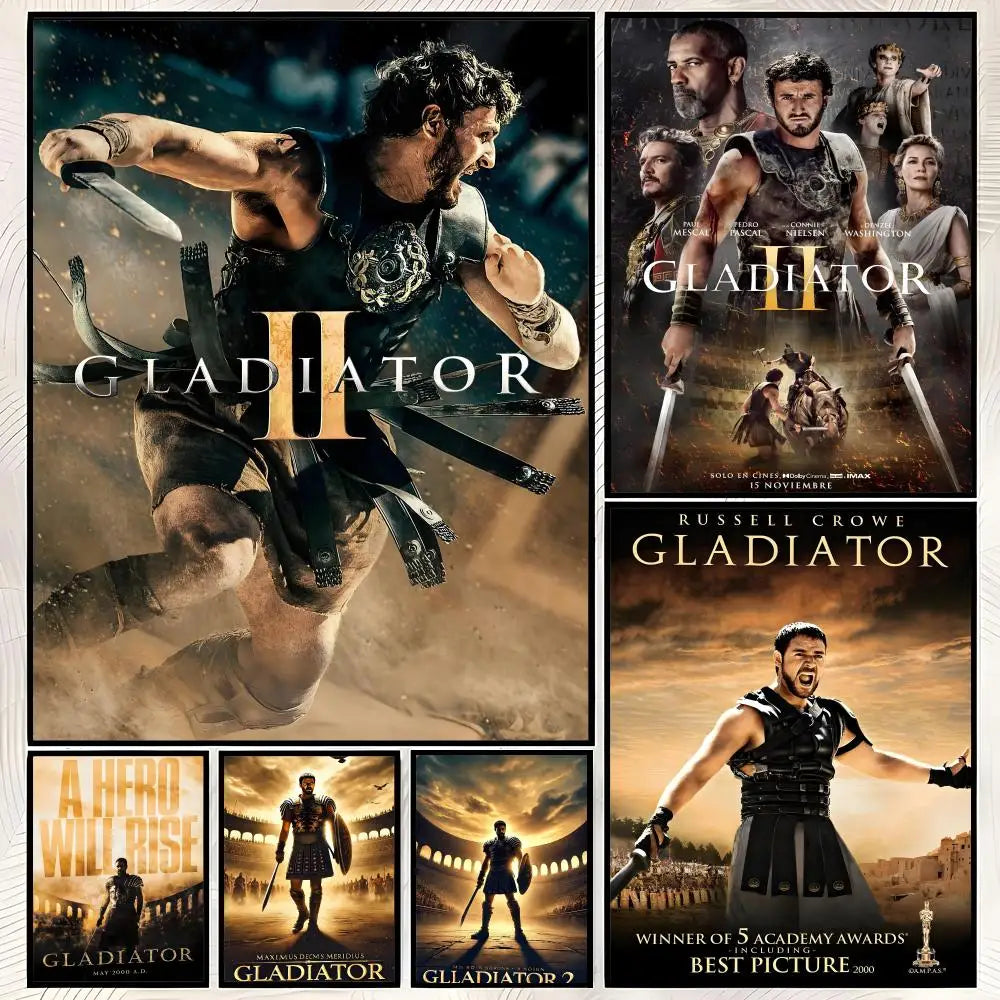 Gladiator Movie Poster Self-Stick HD PVC Waterproof Wall Art Movie Wall Poster Axl