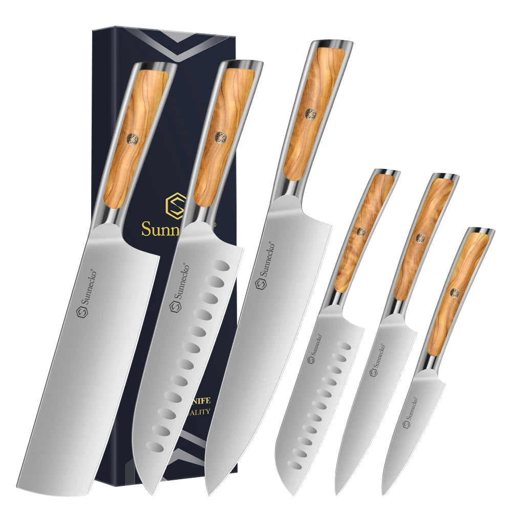 Sunnecko 6-Piece Kitchen Knife Set – Stainless Steel Chef Knives Kitchen Knife Set Axl China Mainland