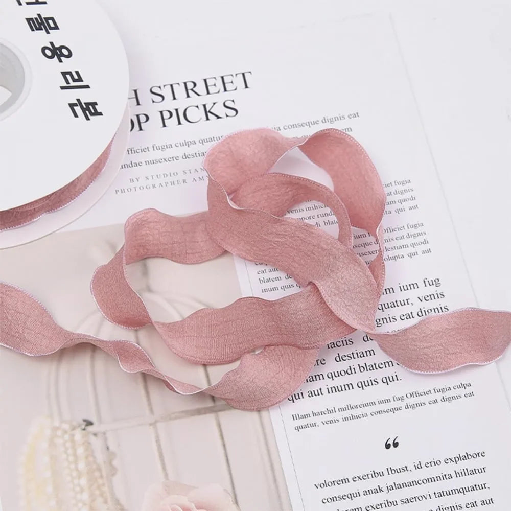 Ruffled Polyester Ribbon 1" Rosy Brown – 9.84 Yds Craft Trim Craft Ribbon Trim Axl