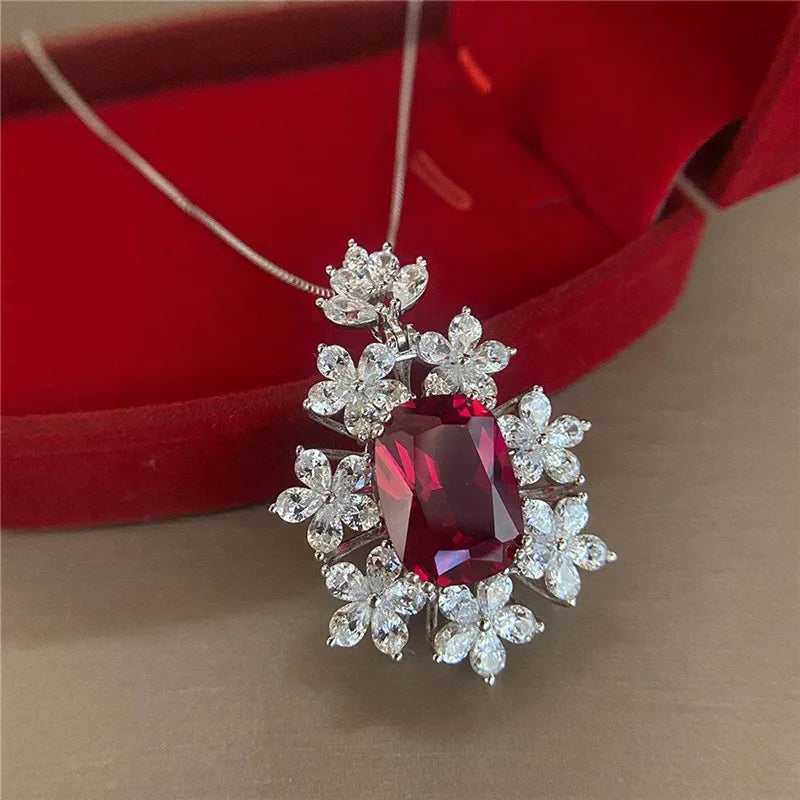 Huitan Bridal Cubic Zirconia Pendant Necklace | Wedding Jewelry Pendant Necklace Axl