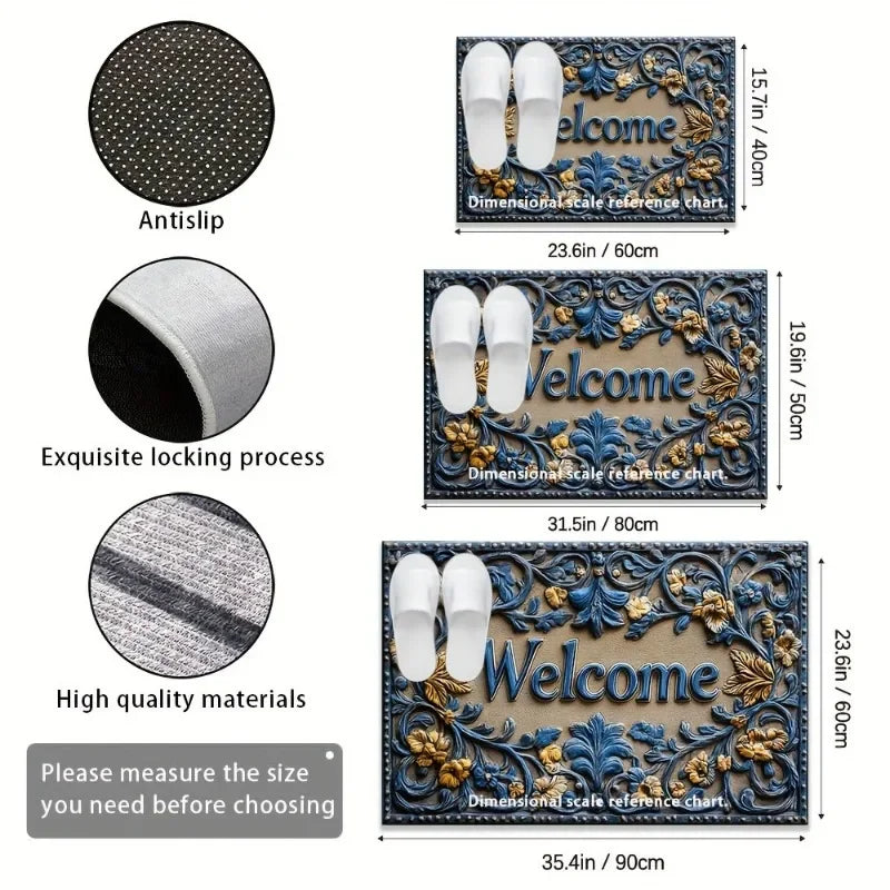 3D Printed Crystal Velvet Door Mat – Non-Slip, Machine Washable Floor Mat Axl