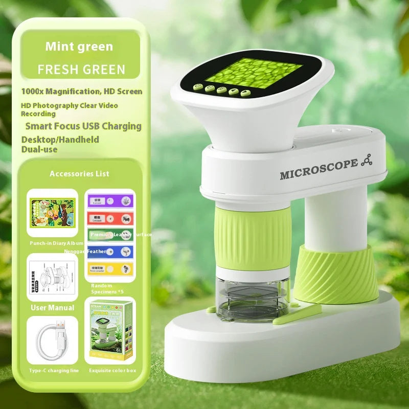 Portable Handheld HD Kids Microscope 500x | Science Kit Kids Science Microscope Axl