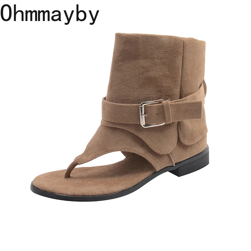 Women's Clip Toe Ankle Boot Sandals – Buckle Square Heel Ankle Boot Sandals Axl