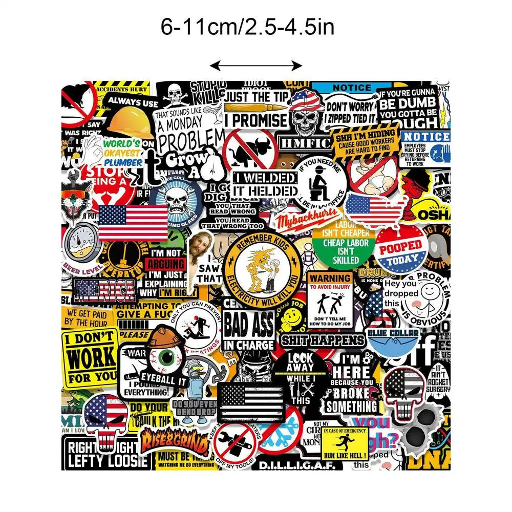 150-Piece Funny Hard Hat Stickers Pack – Blue Collar Edition Sticker Pack Axl 150 sheets As picture