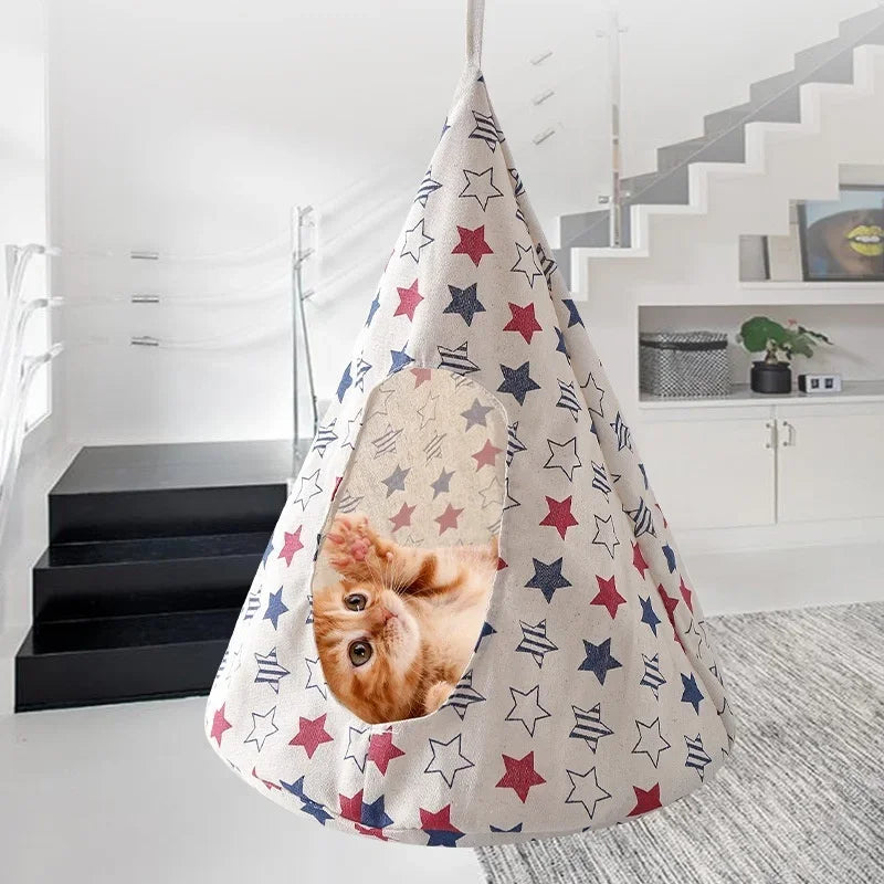 Hanging Cat Hammock Bed – Linen Cage Basket S/L Size Cat Hammock Bed Axl