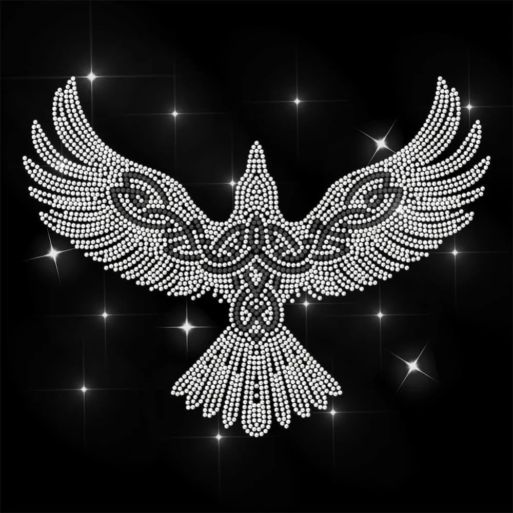 Glass Rhinestone Iron-On Appliqué – Raven Crow Design 29.7x21cm Iron-On Appliqué Axl AECH04-17643